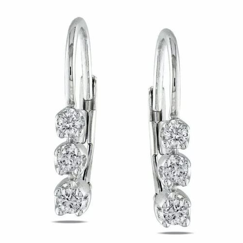 1Ct Round Cut Diamond Lab Created Drop & Dangle Earrings 14K White Gold Plated — image 2