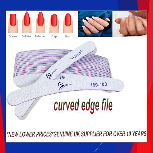 100/180/240 GRIT NAIL FILES PROFESSIONAL QUALITY HALF MOON/CURVED/DIAMOND BUFFER — image 1