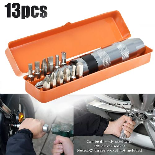Heavy Duty 1/2" Drive Hand Impact Screw Driver with 13 Impact Screwdriver Bits — image 21