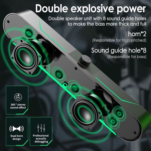LED Wired Sound Bar Stereo Gaming Speakers USB For TV Computer PC Tablets Laptop — image 11