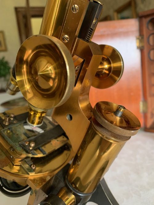Antique Henry Crouch Histological Brass Microscope - circa 1887, Cased — image 14