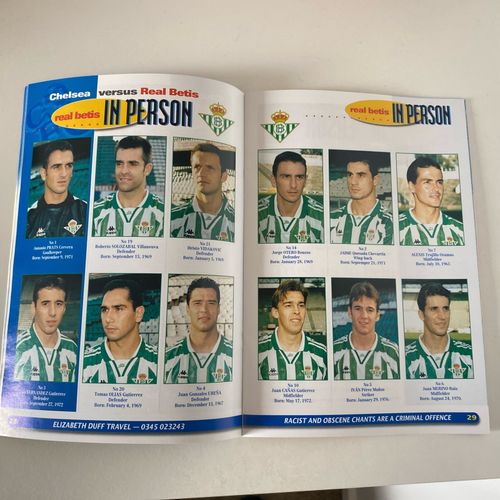 Chelsea v Real Betis European Cup Winners Cup Programme QF 2nd Leg 19/3/98 — image 11