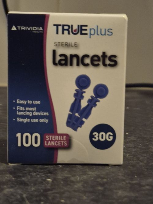 3 True Plus Trividia Sterile Lancets 30G 100 Sterile Lacets for Blood Testing — image 1