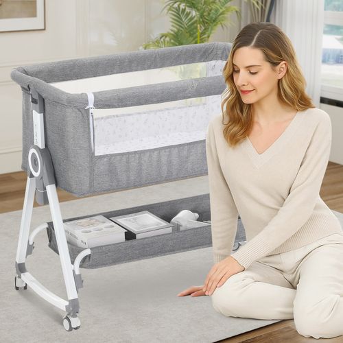 Baby Bedside Crib Sleeper Bassinet Safe Co-Sleeping Storge with Changing Table — image 4