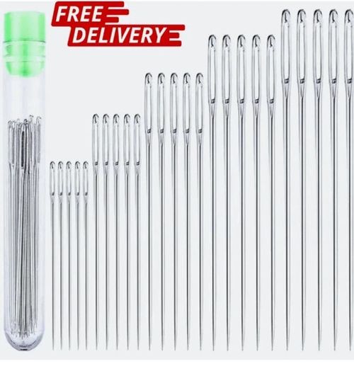 25pcs Large Eye Sewing Needles Steel Hand Sewing 5 Sizes Embroidery UK