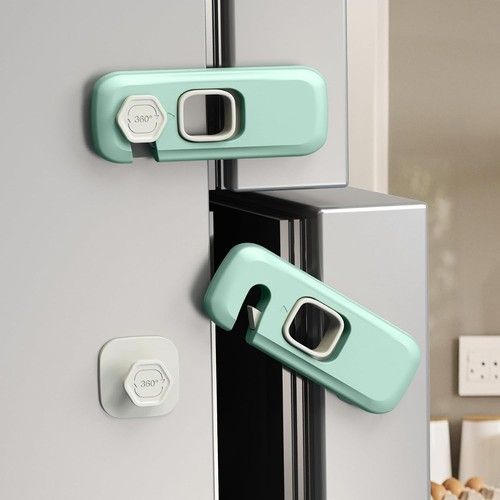 5 Pack Fridge Locks Child Safety Cabinet Locks Sticky Adhesive Green