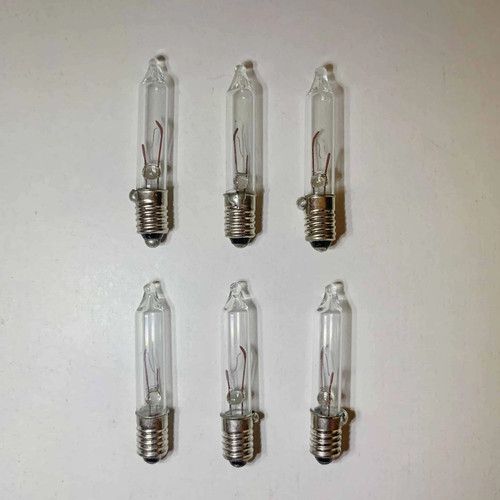 12V E5 LES Lilliput 6 Pack Clear Replacement Christmas Light Bulbs Screw in Base