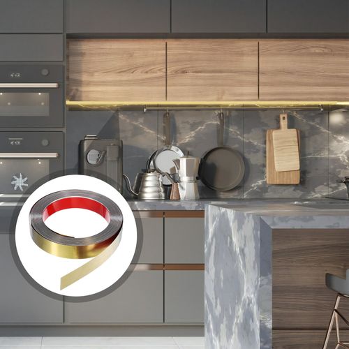 Wall Molding Trim, 32.8 ft x 1.2 Inch Peel and Stick Strip, Brushed Gold — image 5
