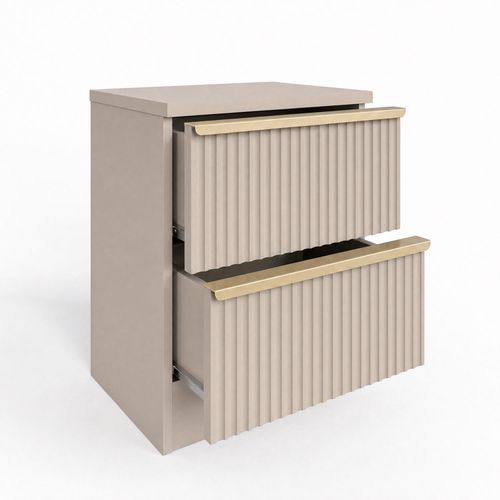 Lania Beige 2 Drawer Scalloped Bedside Table Bedroom Storage — image 4