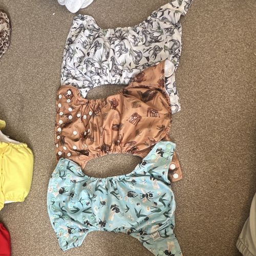One Size Re-Usable Cloth Nappies Bundle with Snap Fastenings + Inserts/Liners — image 5