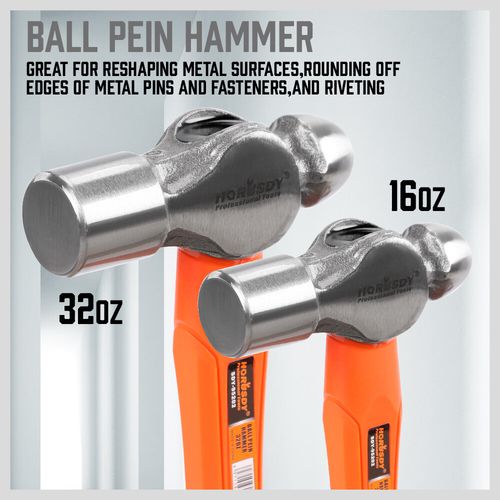 5PC Hammer Set 16oz 32oz Ball Pein 32oz Rubber Mallet 3lb Sledge 3lb Cross Peen — image 7
