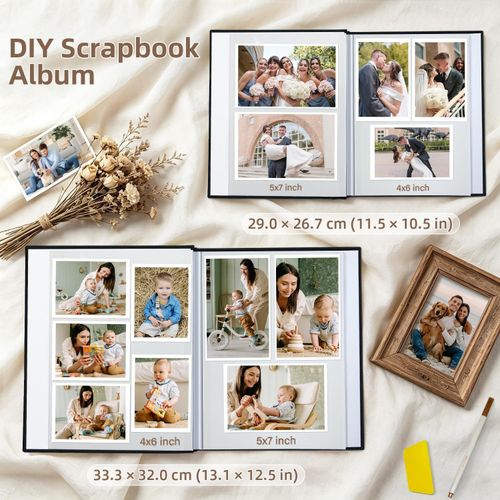 Black Linen Self Adhesive Photo Album 40 Pages 29x26.7cm Scrapbook for 6x4 5x7 — image 6