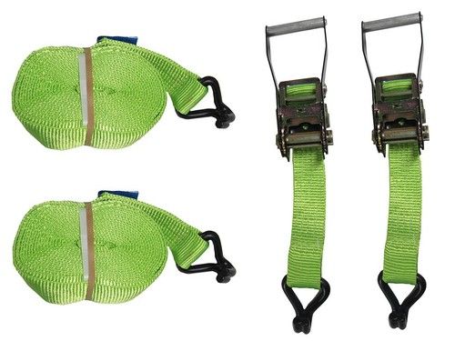 Tie Down Cargo Ratchet Straps X2 (5T 50MM 8M Recovery Lashing Claw Hook Hi Vis)