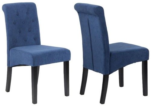 set of 2 4 6 Velvet Dining Chairs Button detail Scroll top Beige Grey Blue Back