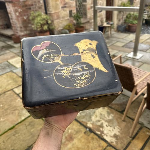 Vintage Japanese Storage Box Jewellery Box Black And Gold Detail Retro 80s — image 1