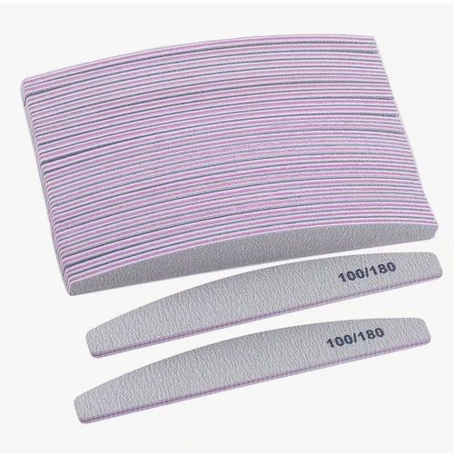 Professional Half Moon Nail Files 100/180 & 180/240 Grit Natural Acrylic