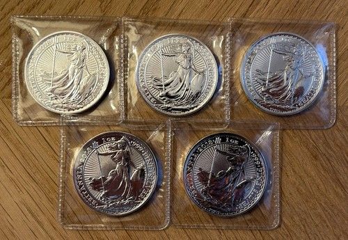 5x 1oz Royal Mint 2018 UK Britannias Silver coins .999 