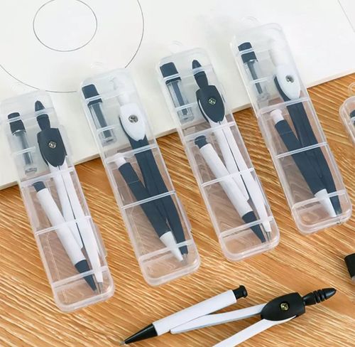 Technical Drawing Compass Set Boxed Case Geometry School Protractor Drafting — image 2