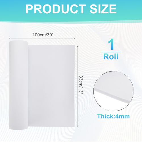 High Density EVA Foam Sheets 4mm Thick, 39x13" for Cosplay DIY, 1 Roll, White — image 2
