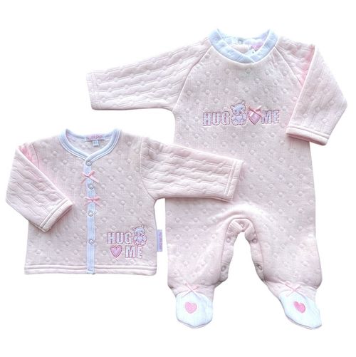 Baby Boy Cotton Sleepsuit Babygrow Jacket 2 Piece Outfit Quilted Teddy BLUE — image 7