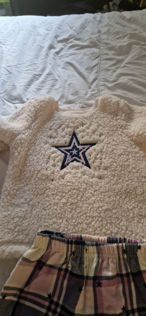 Tu Girls 2-3 Years 2pc Sherpa Star Appliqué Sweatshirt & Plaid Trousers — image 2