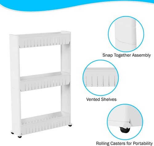 Slide Out Storage Tower Folding 3 Tier Rolling Castor Kitchen Trolley Spice Rack — image 8