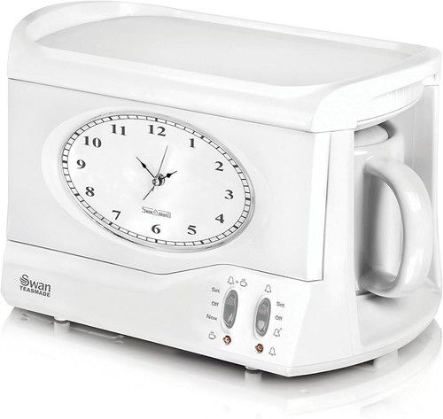 Swan Teasmade STM201N Retro White Teamaker Alarm Clock -Rapid Boil - New