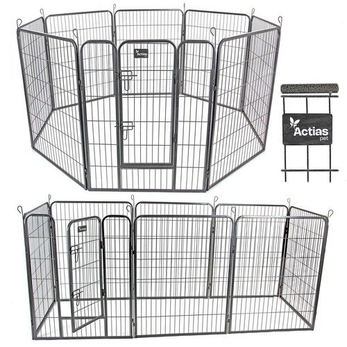 Pet Play Run Cage Dog Puppy Pen Rabbit Guinea Pig Black Metal Folding Enclosure