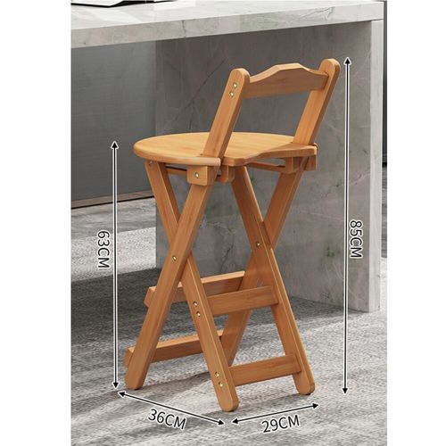 Bar Stool Foldable Bamboo Kitchen Stool with Back Support Bar Chair Portable — image 8