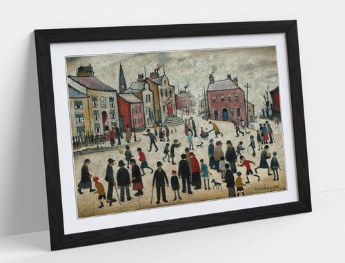 L.S. LOWRY, PEOPLE STANDING ABOUT - FRAMED WALL ARTWORK PICTURE POSTER PRINT