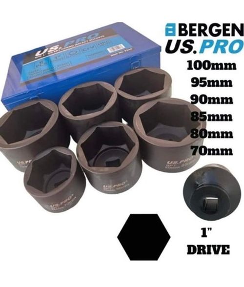 US PRO 1"Inch DRIVE IMPACT Socket Set 70mm - 100mm HGV Long Impact Sockets