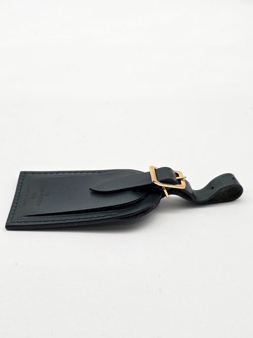 Authentic Louis Vuitton Black Leather Luggage Tag — image 9