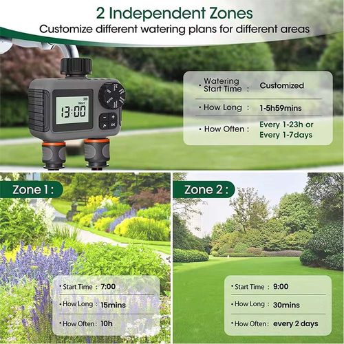 Digital 2-Zone Sprinkler Timer Programmable Garden Hose Water Timer IPX5 New — image 12
