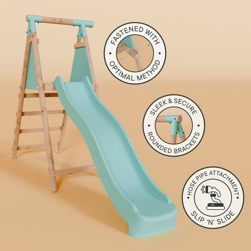 Double Wooden Swing Set with Climbing Wall and Slide - Stagwood I Waltons — image 7