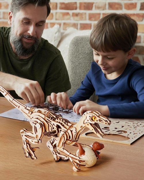 ROKR Prehistoric Planet Velociraptor 3D Wooden Puzzle Dinosaur Jigsaw Model Kit — image 7