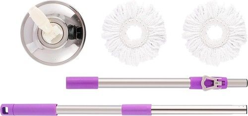 360° Spin Mop Handle Set Microfibre Dry Mop Heads Super Absorbent Floor Cleaner