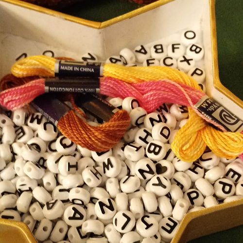 White Matte Round Plastic Alphabet Letter Bead Kit Black Print 4–4.9mm — image 2