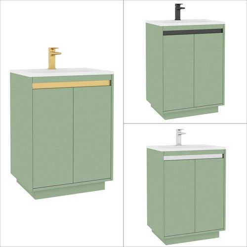 Freestanding Vanity Unit Ceramic Basin Storage Cabinet Green 600 800mm Wall Hung