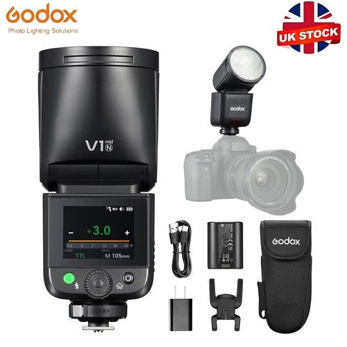 Godox V1mid N V1midN TTL Round Head Flash Touchscreen for Nikon Camera