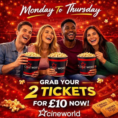 1x Cineworld Cinema Tickets For £5  Valid Monday To Sunday - Read Description