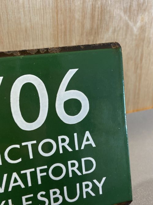 Original London Transport E Plate Enamel Bus Stop Sign - 706 WATFORD VICTORIA — image 10