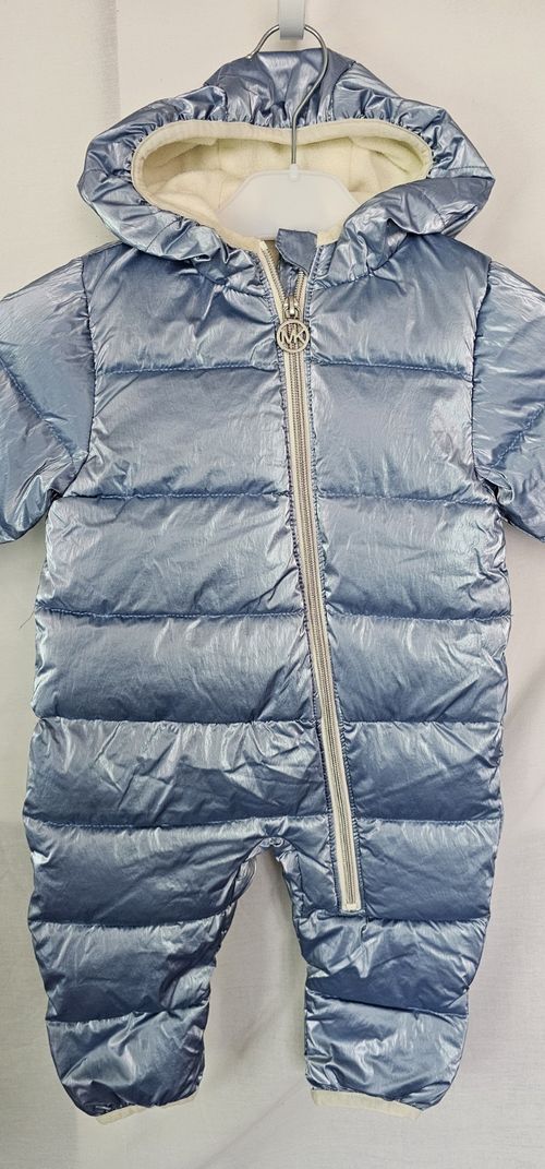 Michael Kors Baby Blue Hooded Puffer Snowsuit Full Zip Lined Padded 3-6M — image 3