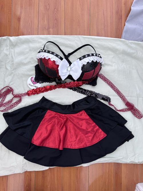 Rhinestone Vicky Ross bikini set with free Vinyl Dolls Harley Quinn costume set  — image 13