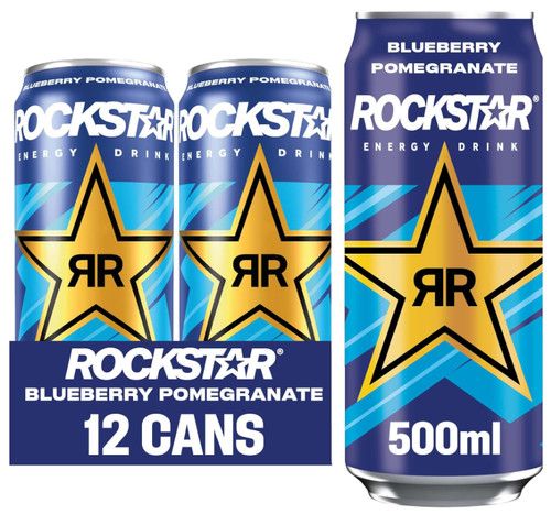Rockstar Energy Drink 12 Pack (12 x 500ml) Cans - Sports Beverage with Caffeine
