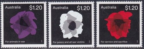 2023 Australia Remembrance Day Poppy  cpl set of 3 MNH @BELOW FACE VALUE