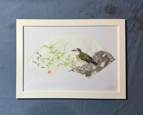 Yeh Signed Chinese Asian Style Framed Paper Painting Flowers Birds Dragonfly — image 8