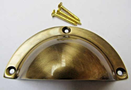 Solid brass CUP CUPPED SHELL DRAWER CUPBOARD CABINET DOOR PULL HANDLES — image 1