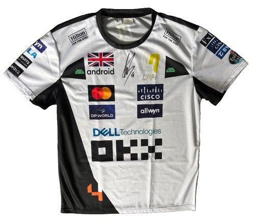 LANDO NORRIS Rare Hand Signed McLaren White Formula One Motors T-Shirt COA