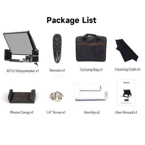 Moman MT12 Teleprompter 12in Metal Prompter Kit for DSLR Camera Camcorder  — image 7