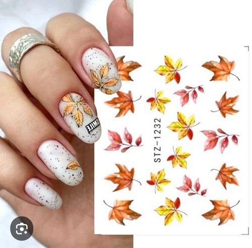 NAIL ART WATER DECALS AUTUMN LEAVES STZ-1232